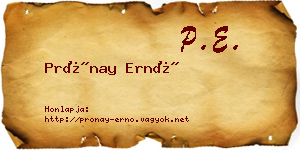 Prónay Ernő névjegykártya